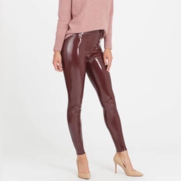 SPANX NWT Faux Patent Leather Hidden Contour Waistband Leggings Sizes S & M - Picture 1 of 15